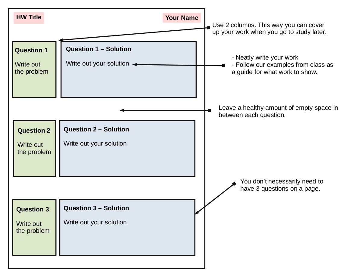 Sample Homework Notebook Layout